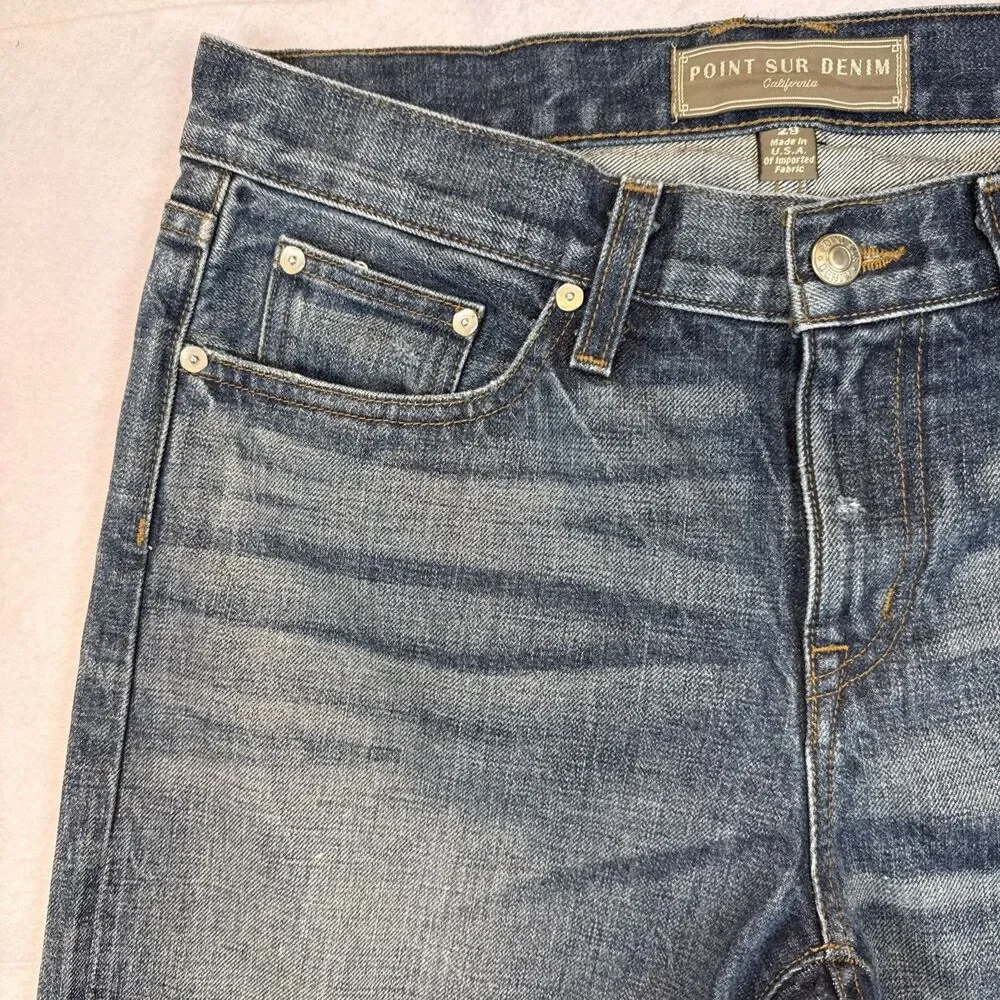 J.Crew Point Sur Darwin Jeans 29 USA Cropped Cotton B0782 Distressed Raw Hem